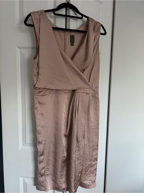 Vera Wang Dusty Rose Satin Midi Dress